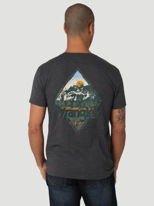 112325739 - Wrangler Men’s Diamond Mountain Back Graphic T-Shirt - Charcoal Heather