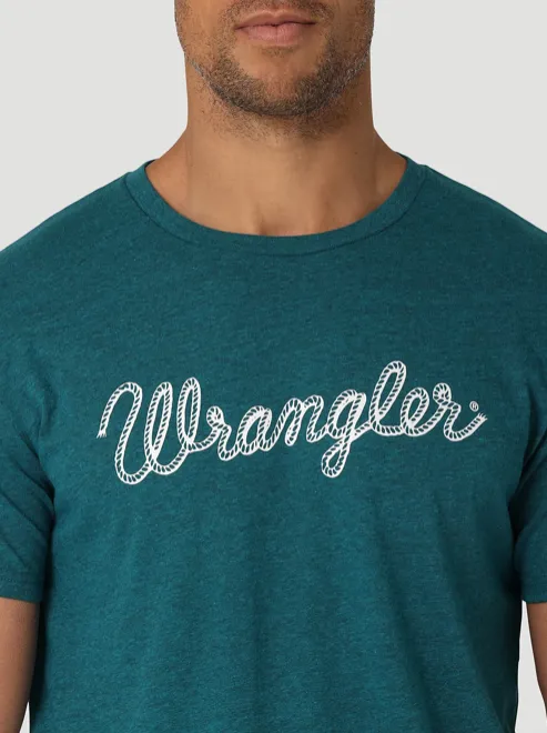 112325759 - Wrangler Men’s Rope Logo T-Shirt - Cyan Heather
