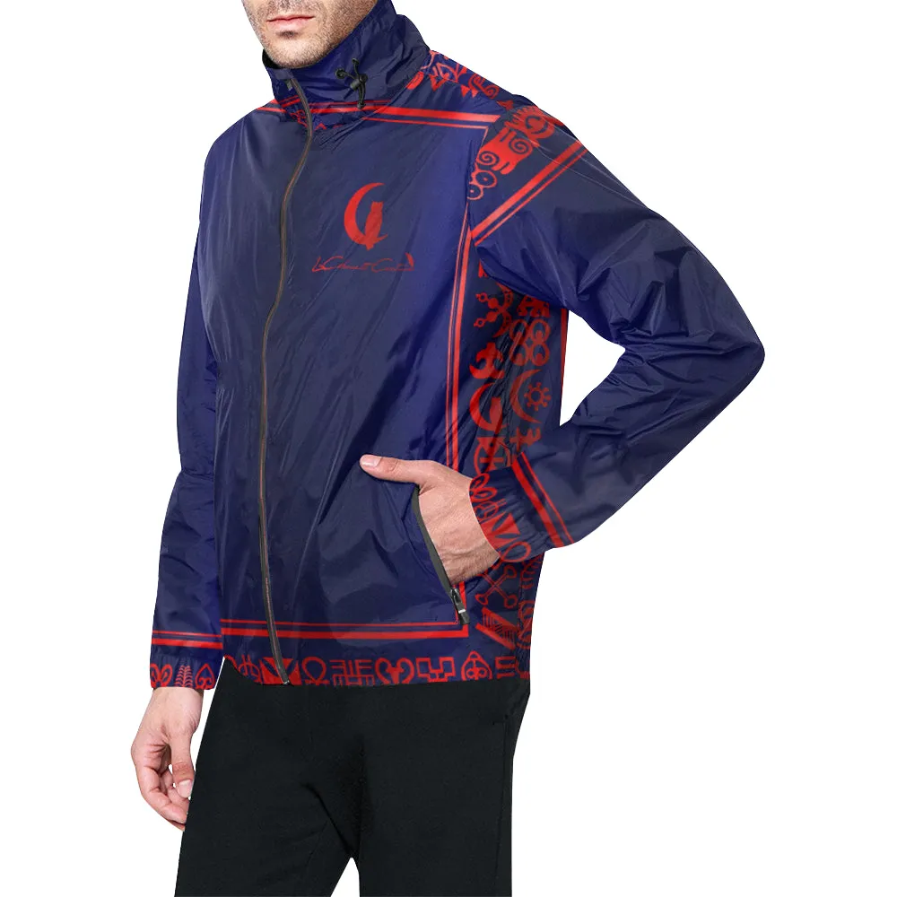 ADINKRA RED All Over Print Windbreaker for Unisex