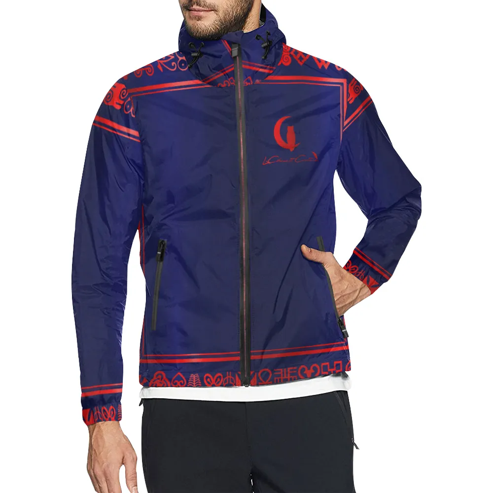ADINKRA RED All Over Print Windbreaker for Unisex