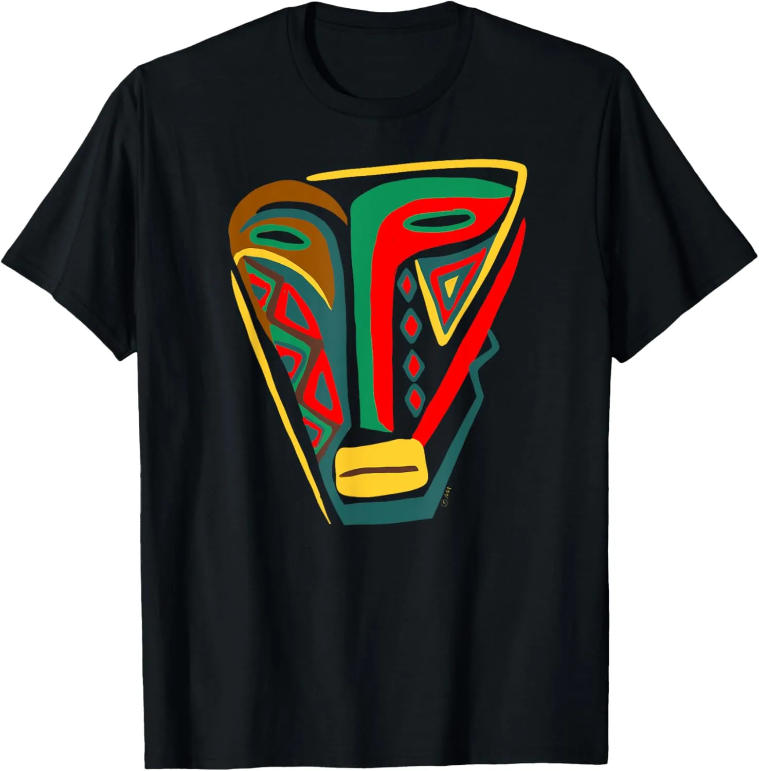 African Mask Outsider Art Abstract Graphic T-Shirt