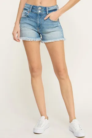 Anna Plus High Rise Double Waist Band Denim Shorts