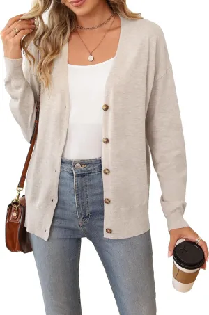 Arach&Cloz Womens Wool Blend Lightweight Summer Business Casual Cardigan Sweaters