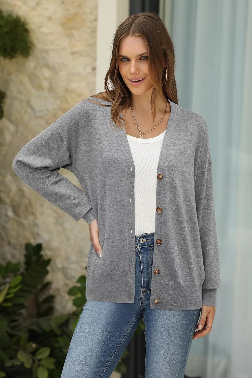 Arach&Cloz Womens Wool Blend Lightweight Summer Business Casual Cardigan Sweaters