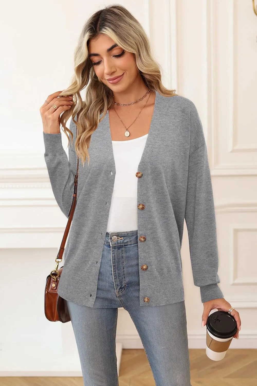 Arach&Cloz Womens Wool Blend Lightweight Summer Business Casual Cardigan Sweaters