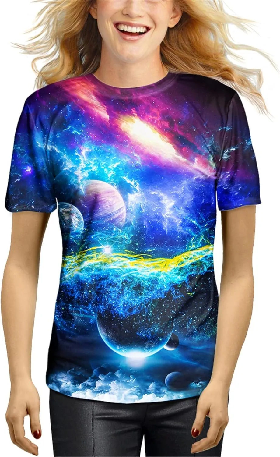 Asylvain Unisex 3D Graphic T-Shirt Colorful Design Short Sleeve Crewneck Digital Tee for Young