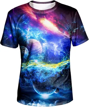 Asylvain Unisex 3D Graphic T-Shirt Colorful Design Short Sleeve Crewneck Digital Tee for Young