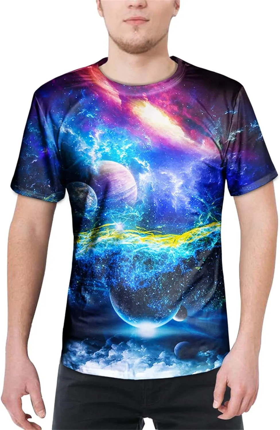 Asylvain Unisex 3D Graphic T-Shirt Colorful Design Short Sleeve Crewneck Digital Tee for Young