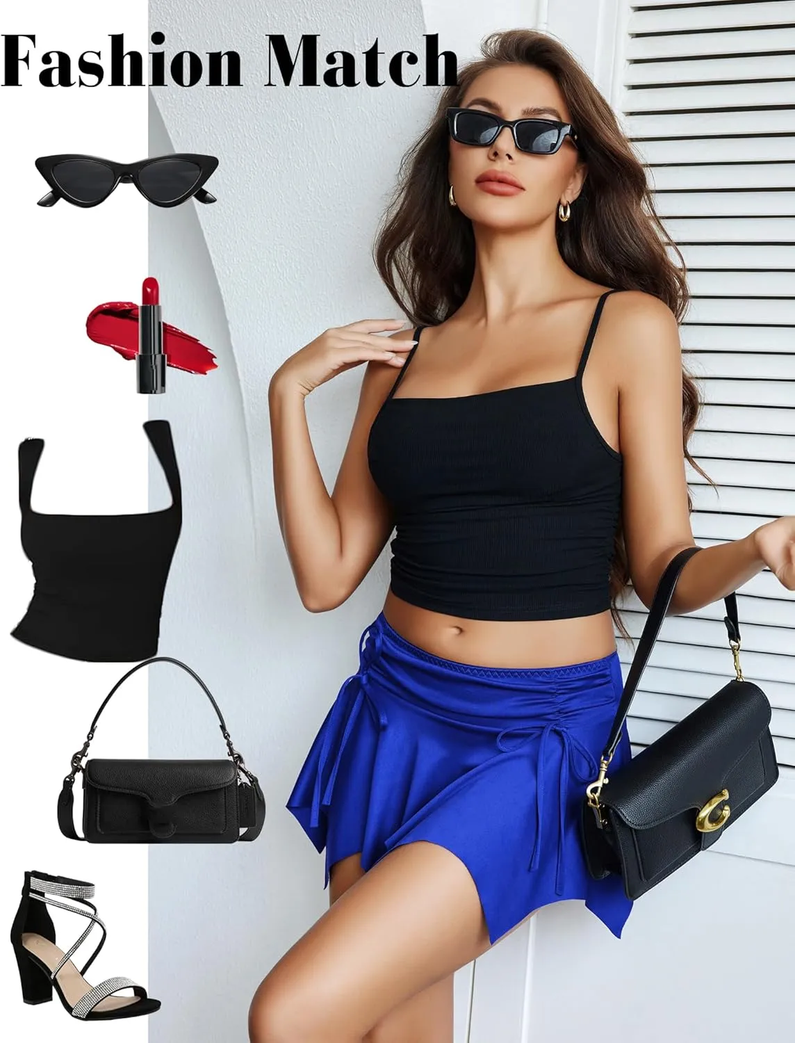 Avidlove Mini Skirt Flowy Stretchy Hem Sexy Y2k Asymmetrical Skirt with Drawstring Ruched Bow Beach Short Skirt