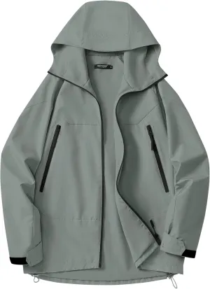 Avoogue Rain Jacket for Women Loose Fit Waterproof Lightweight Lined Rain Coat Hiking Windbreaker Jacket with Hood