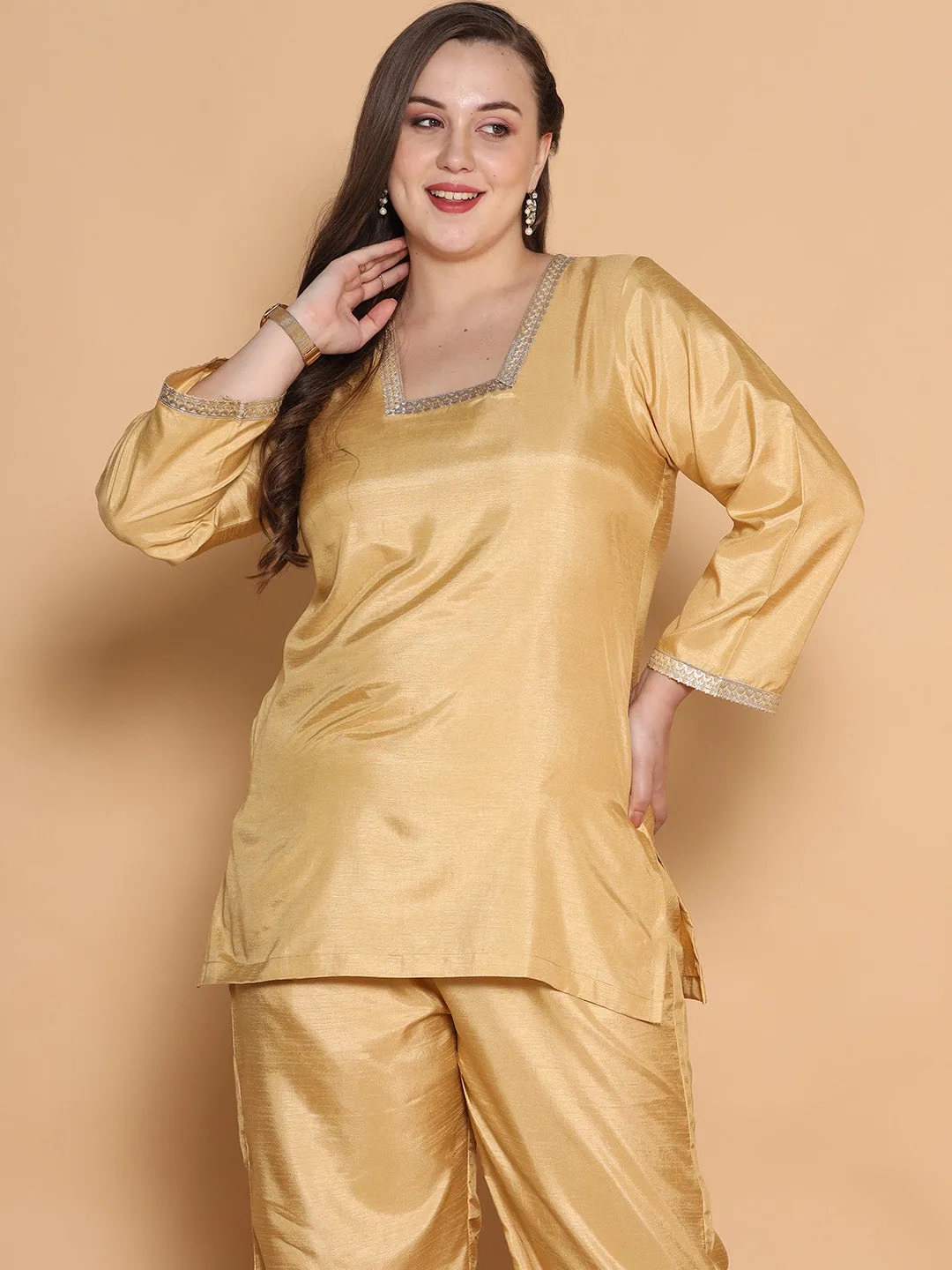 Beige Silk Embellished Top - Glasspane
