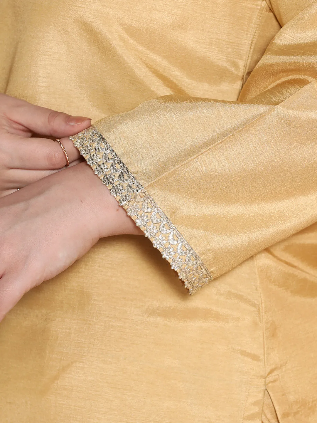 Beige Silk Embellished Top - Glasspane