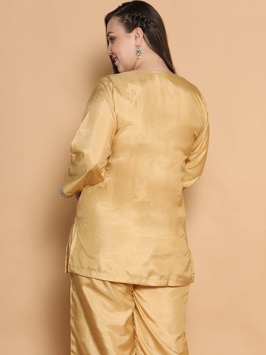 Beige Silk Embellished Top - Glasspane