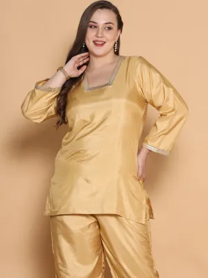 Beige Silk Embellished Top - Glasspane