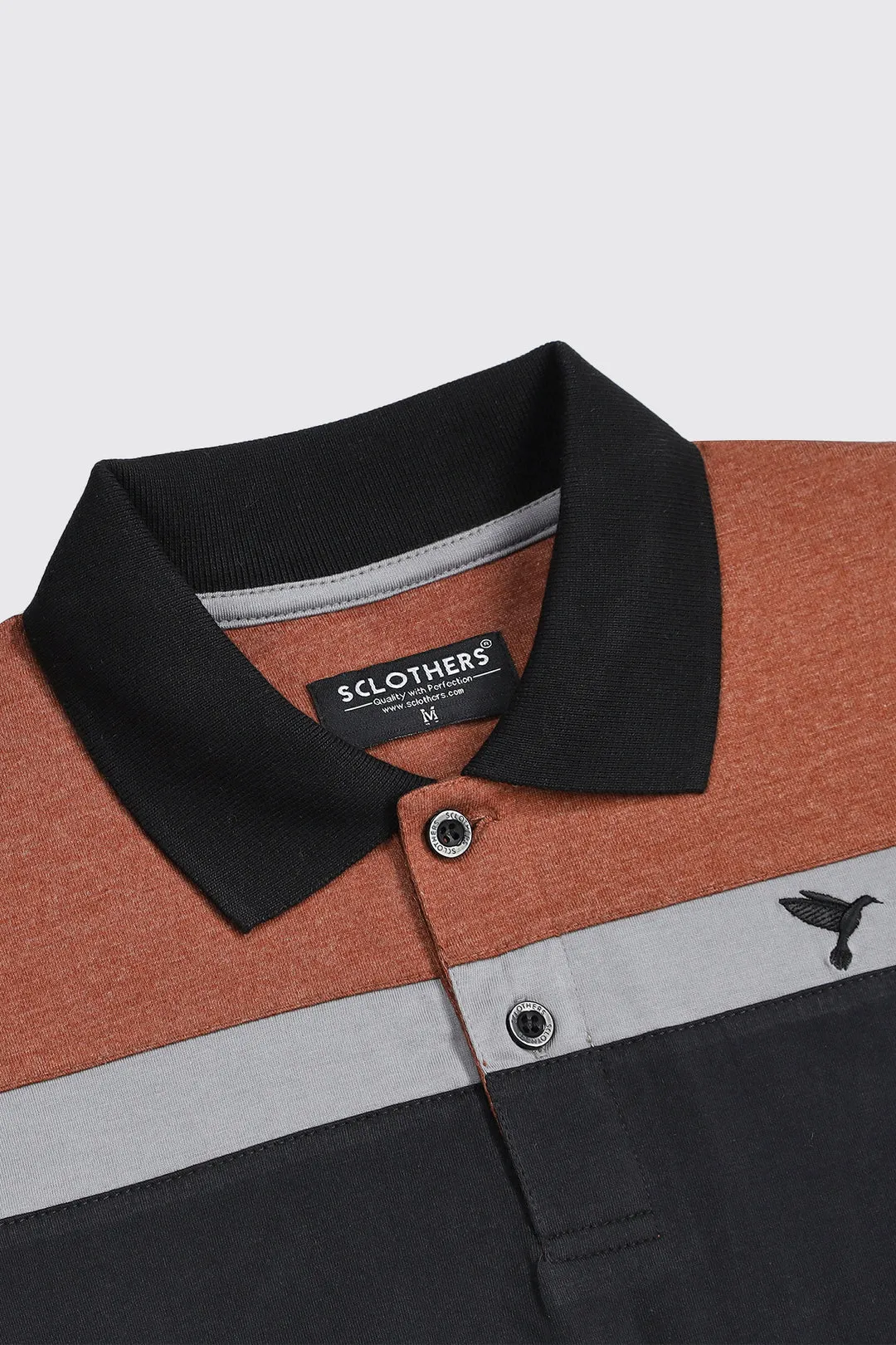 Brown Melange Tri-Color Polo Shirt (Plus Size) - A23 - MP0180P