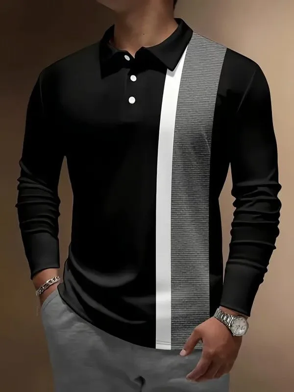Business Casual Striped Button-Down Polo