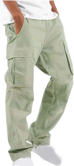 Cargo Pants for Men Stretch Casual Joggers Athletic Pants Cotton Loose Baggy Tactical Pants Straight Leg Sweatpants