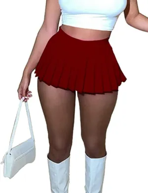 CCIGO Women's Y2k Girl High Waisted Pleated Tennis Skirt School Mini A-Line Skater Skirts