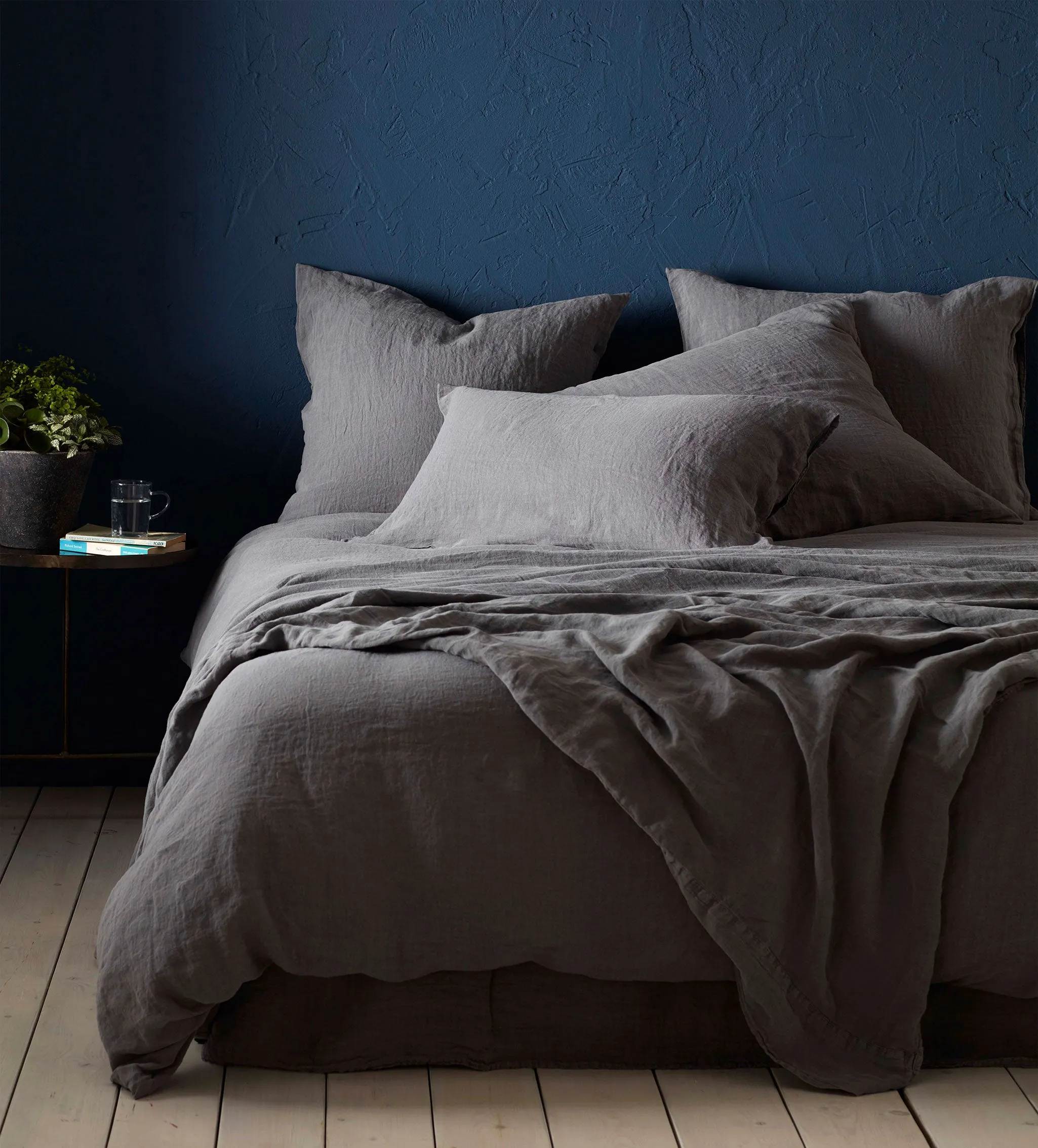 Charcoal 100% Linen Fitted Sheet