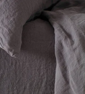 Charcoal 100% Linen Fitted Sheet