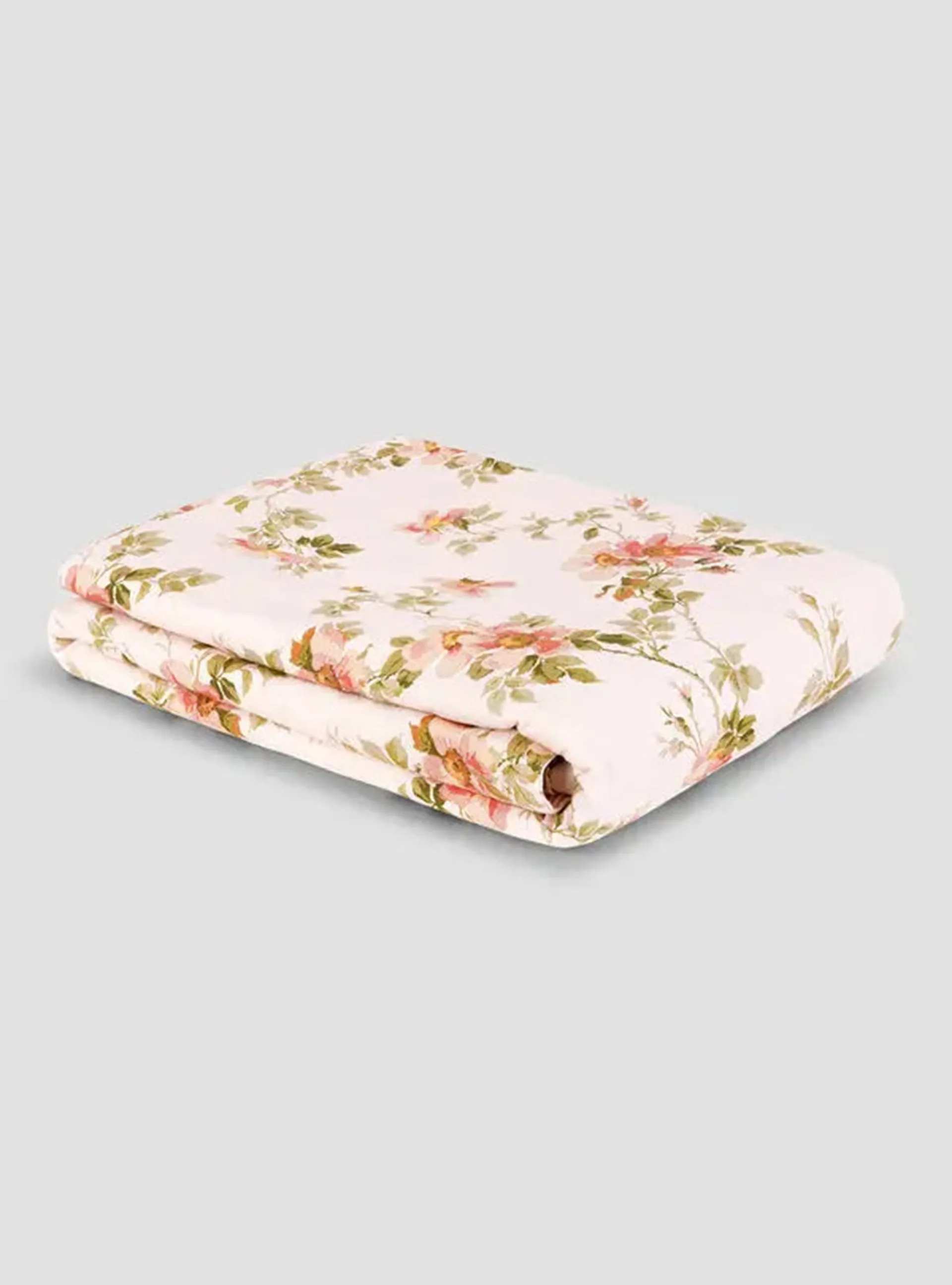 Cream Pastel Field Rose Linen Blend Duvet Cover