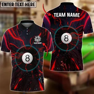 Customized Name Team Billiards Ball 8 Abstract Tentacle Polo Shirt, Perfect Gift for Billiard Lovers