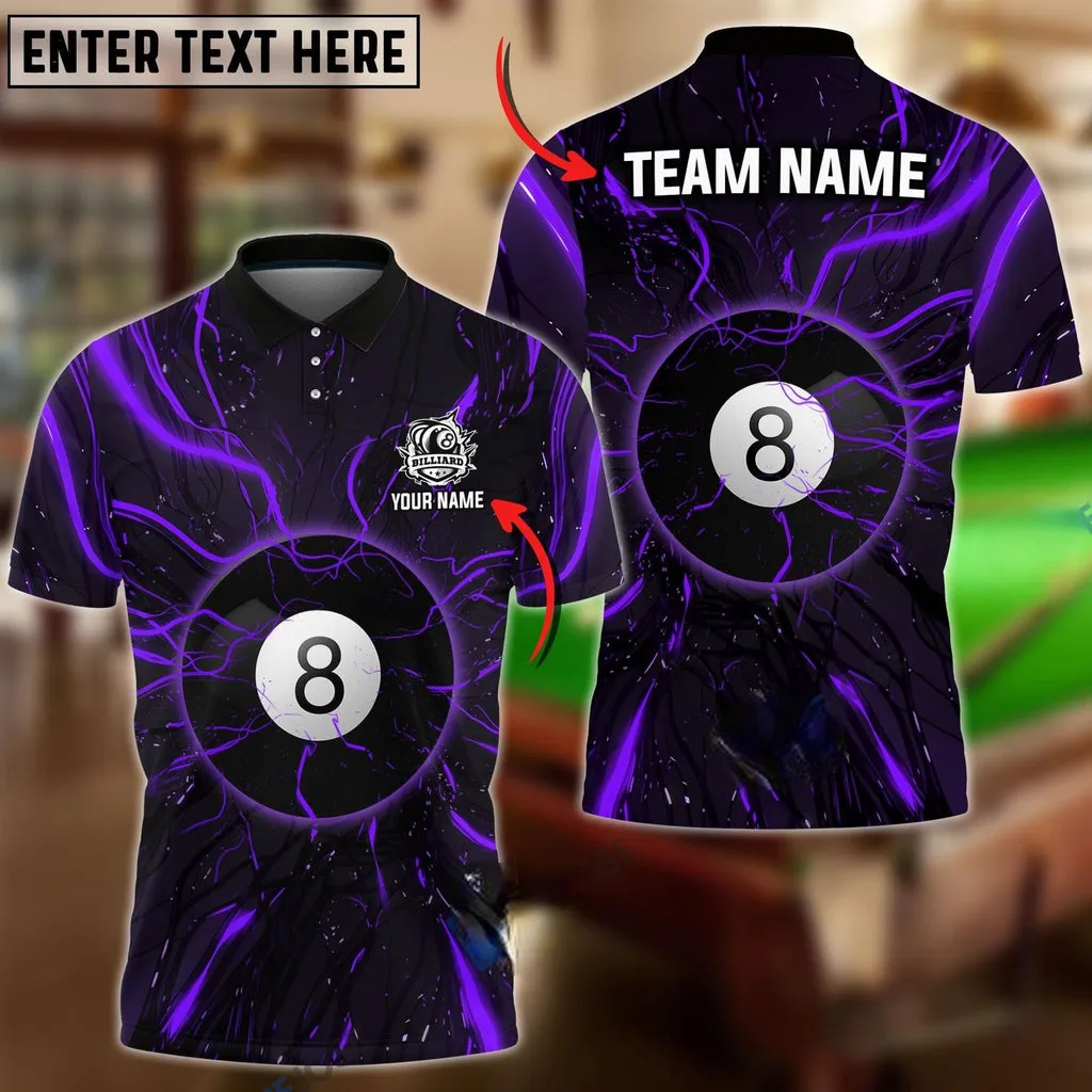 Customized Name Team Billiards Ball 8 Abstract Tentacle Polo Shirt, Perfect Gift for Billiard Lovers