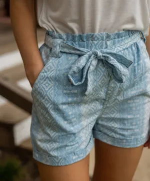 Faux denim aztec shorts