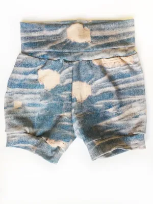Faux Distressed Denim Harem Shorts, Grow-With-Me