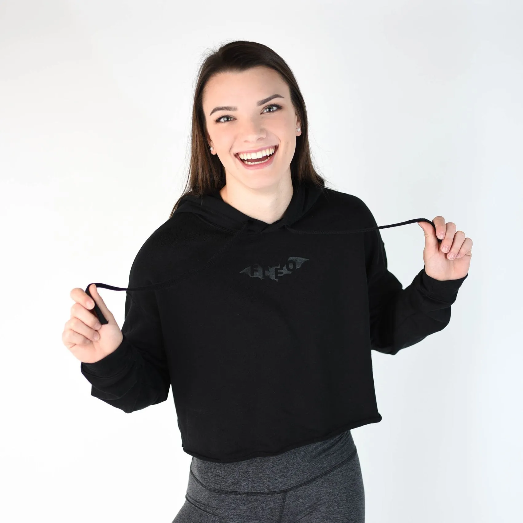 FLEO Bat Cropped Hoodie - Black