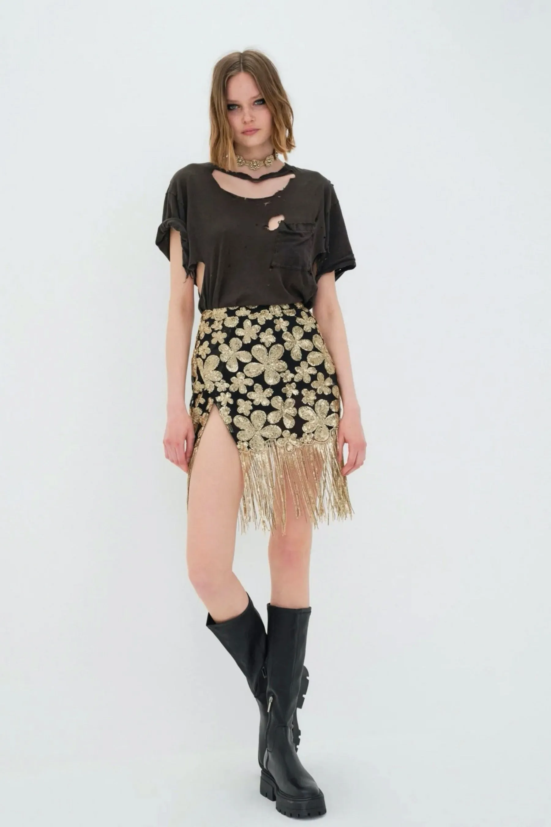 Gold Colette Mini Skirt