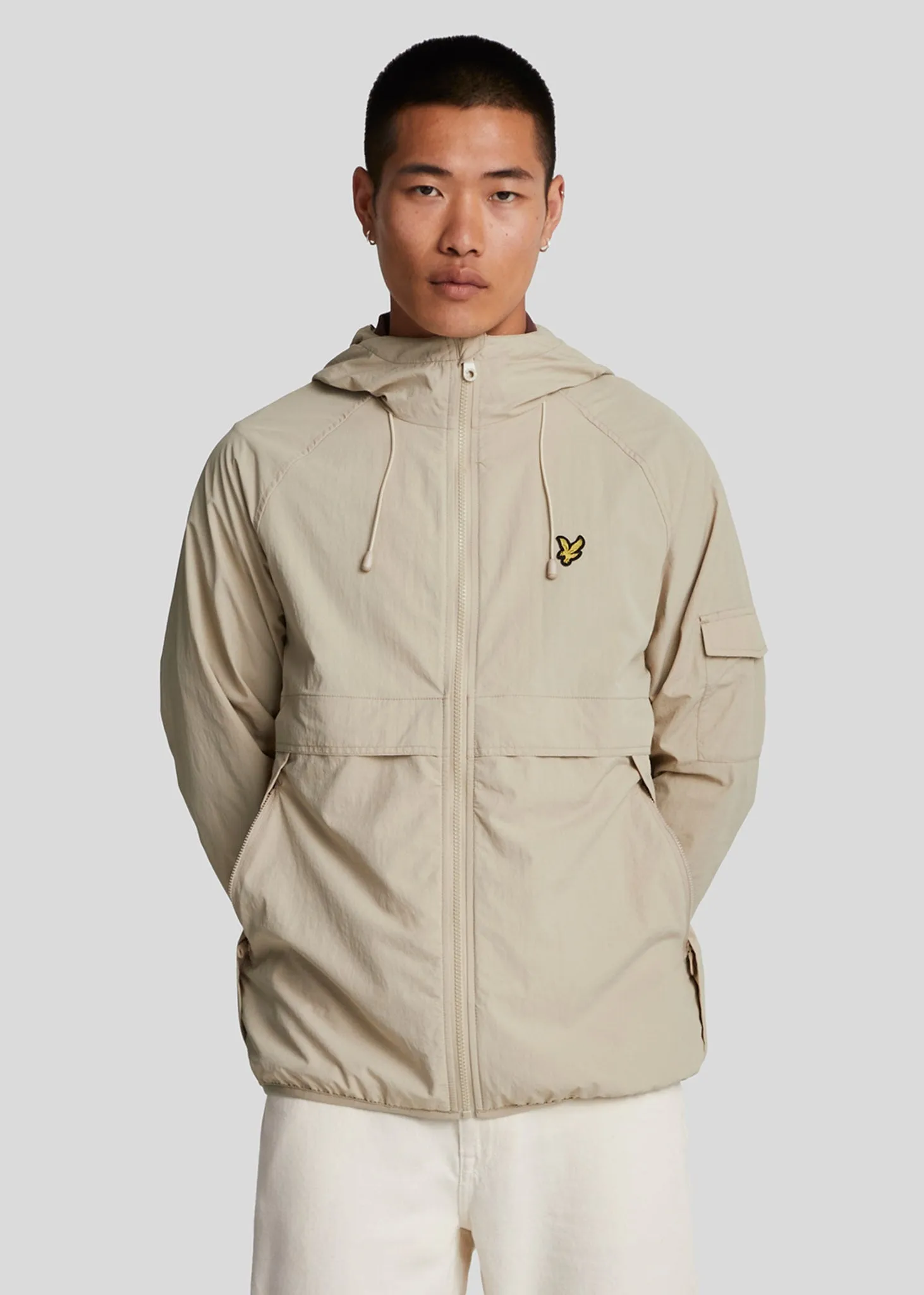 Hooded windbreaker jacket - stone