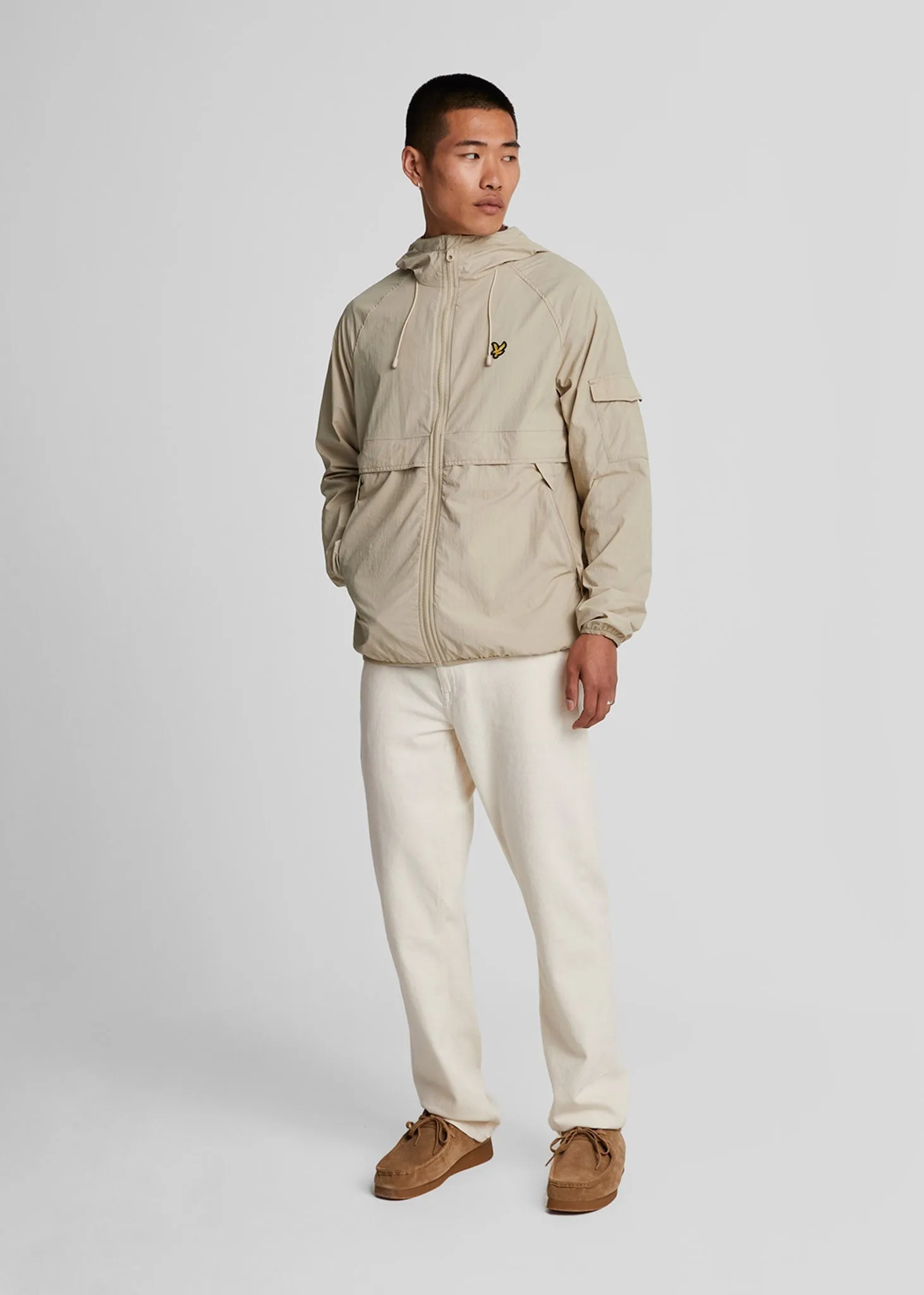 Hooded windbreaker jacket - stone