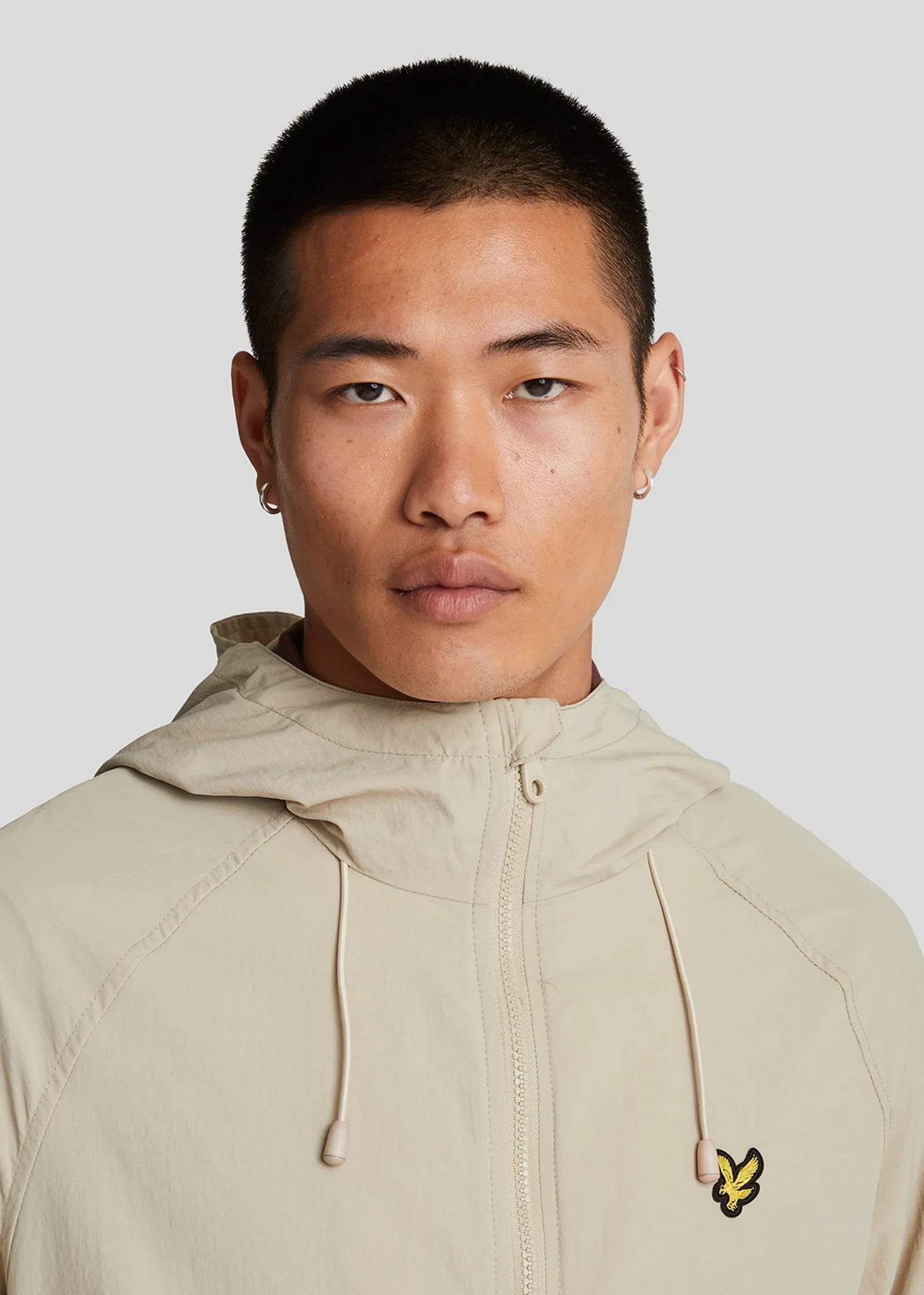 Hooded windbreaker jacket - stone