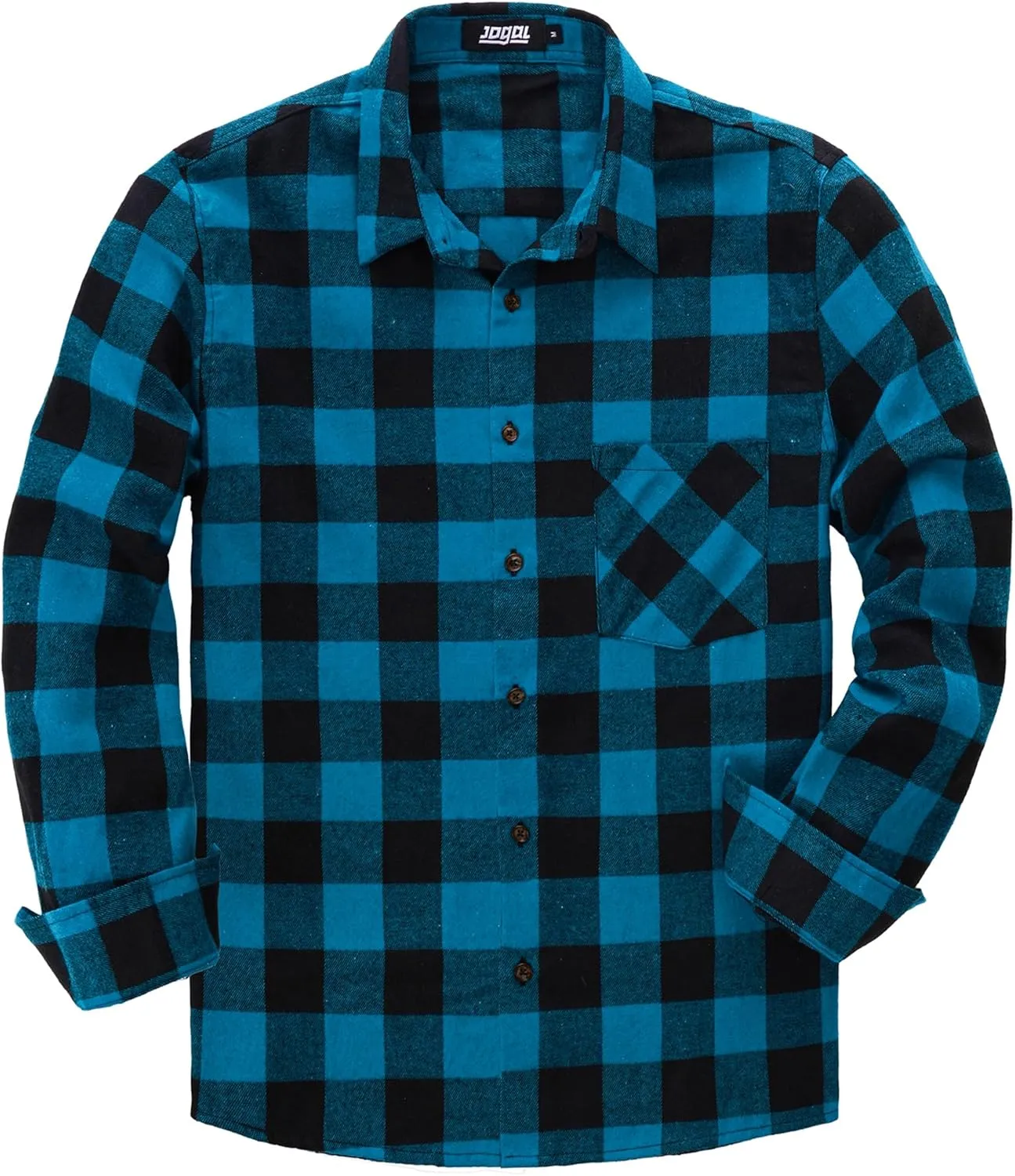 JOGAL Long Sleeve Shirts for Men Plaid Button Down Shirt Mens Casual Cotton Button Up Pocket Shirt