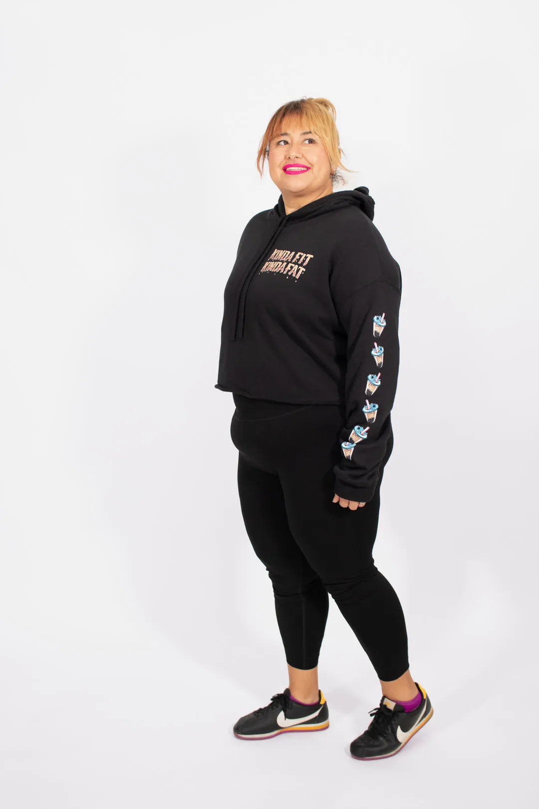 Kinda Fit Kinda Fat Boba Bell Cropped Hoodie