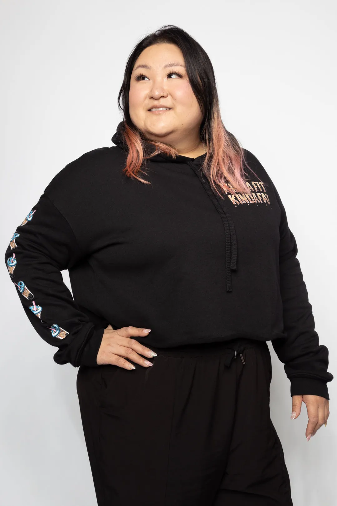 Kinda Fit Kinda Fat Boba Bell Cropped Hoodie