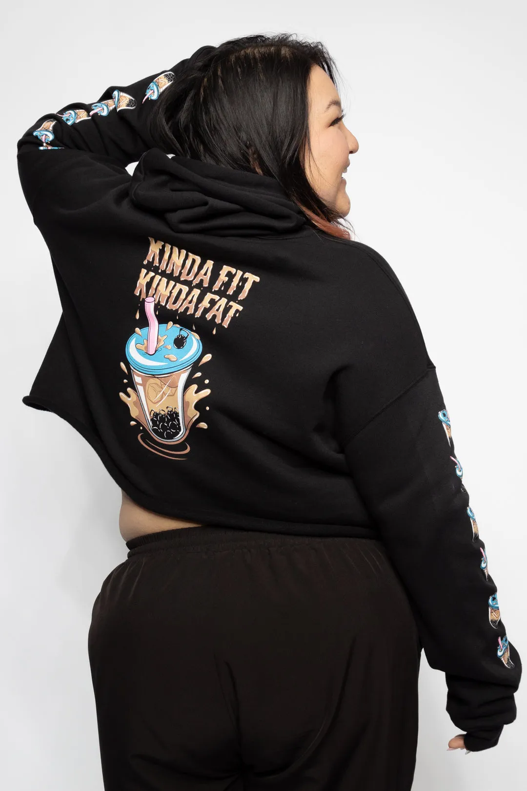 Kinda Fit Kinda Fat Boba Bell Cropped Hoodie