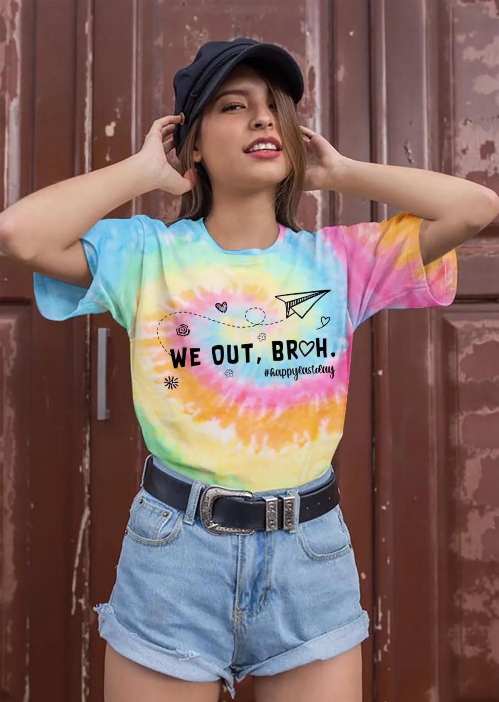 Last Day of School Shirt: Women Teacher Shirts Funny We Out Bruh Graphic T-Shirt Cute Teach Inspirational Short Sleeve Tops