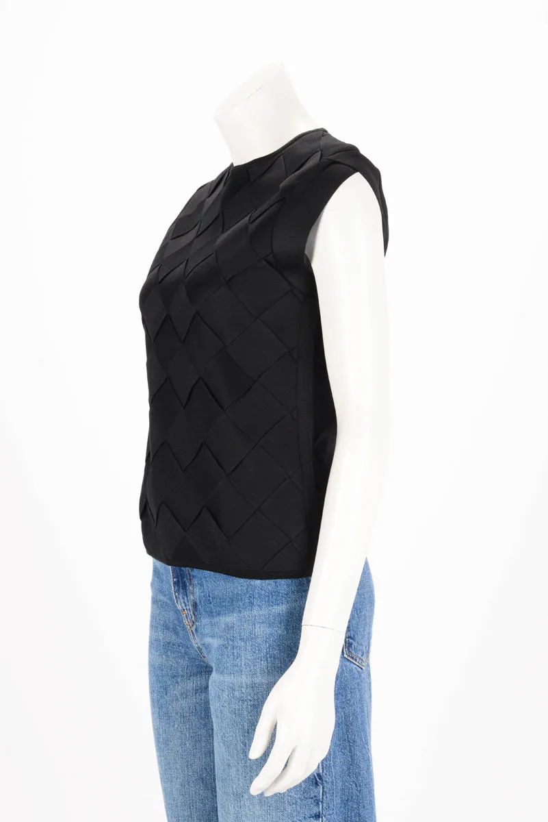 Louis Vuitton Black Silk Knit Intrecciato Panel Top M