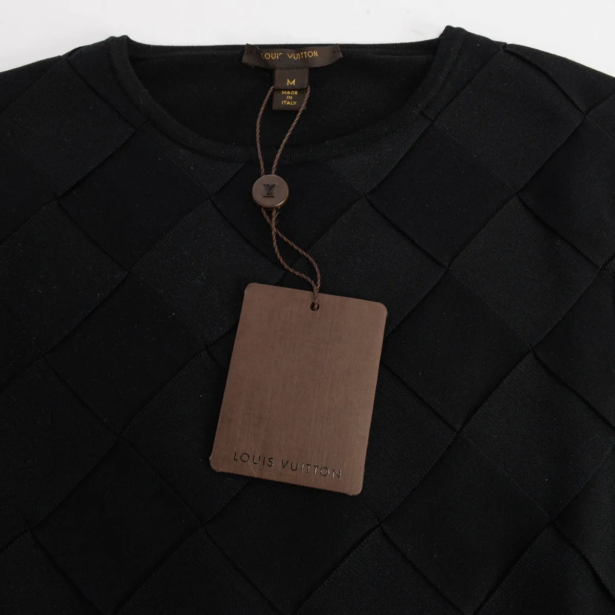 Louis Vuitton Black Silk Knit Intrecciato Panel Top M