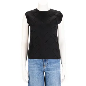 Louis Vuitton Black Silk Knit Intrecciato Panel Top M
