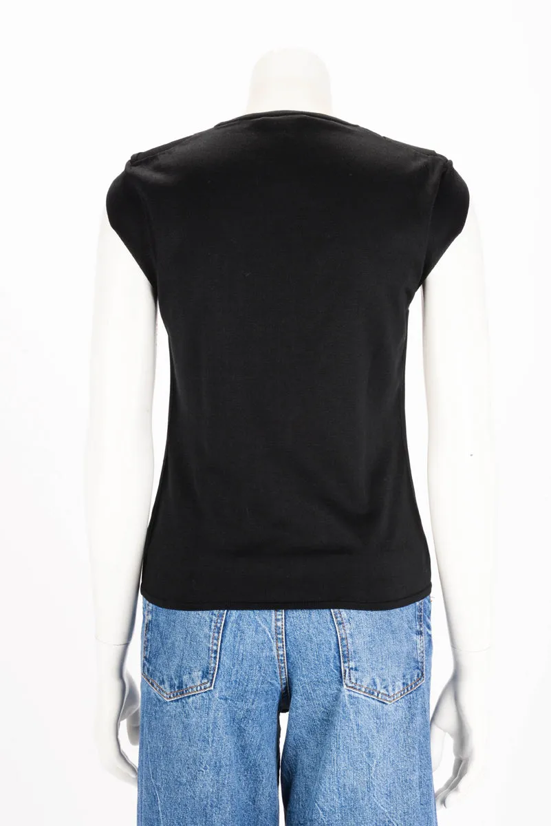 Louis Vuitton Black Silk Knit Intrecciato Panel Top M