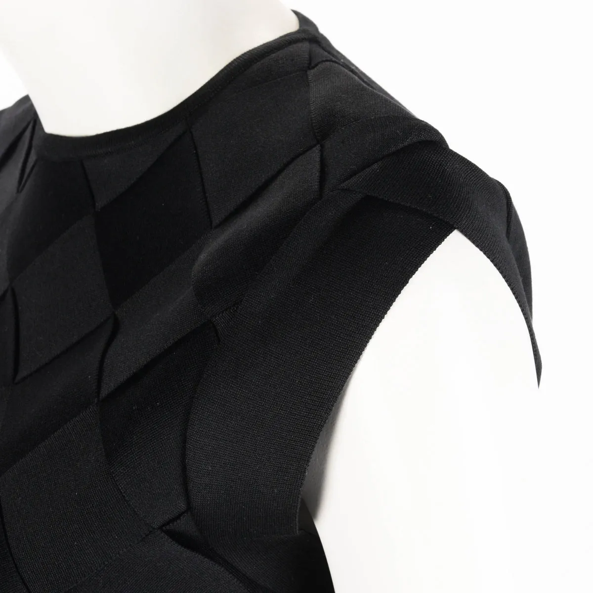 Louis Vuitton Black Silk Knit Intrecciato Panel Top M
