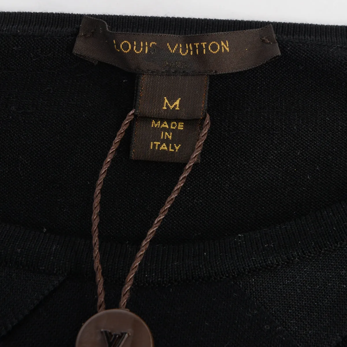 Louis Vuitton Black Silk Knit Intrecciato Panel Top M