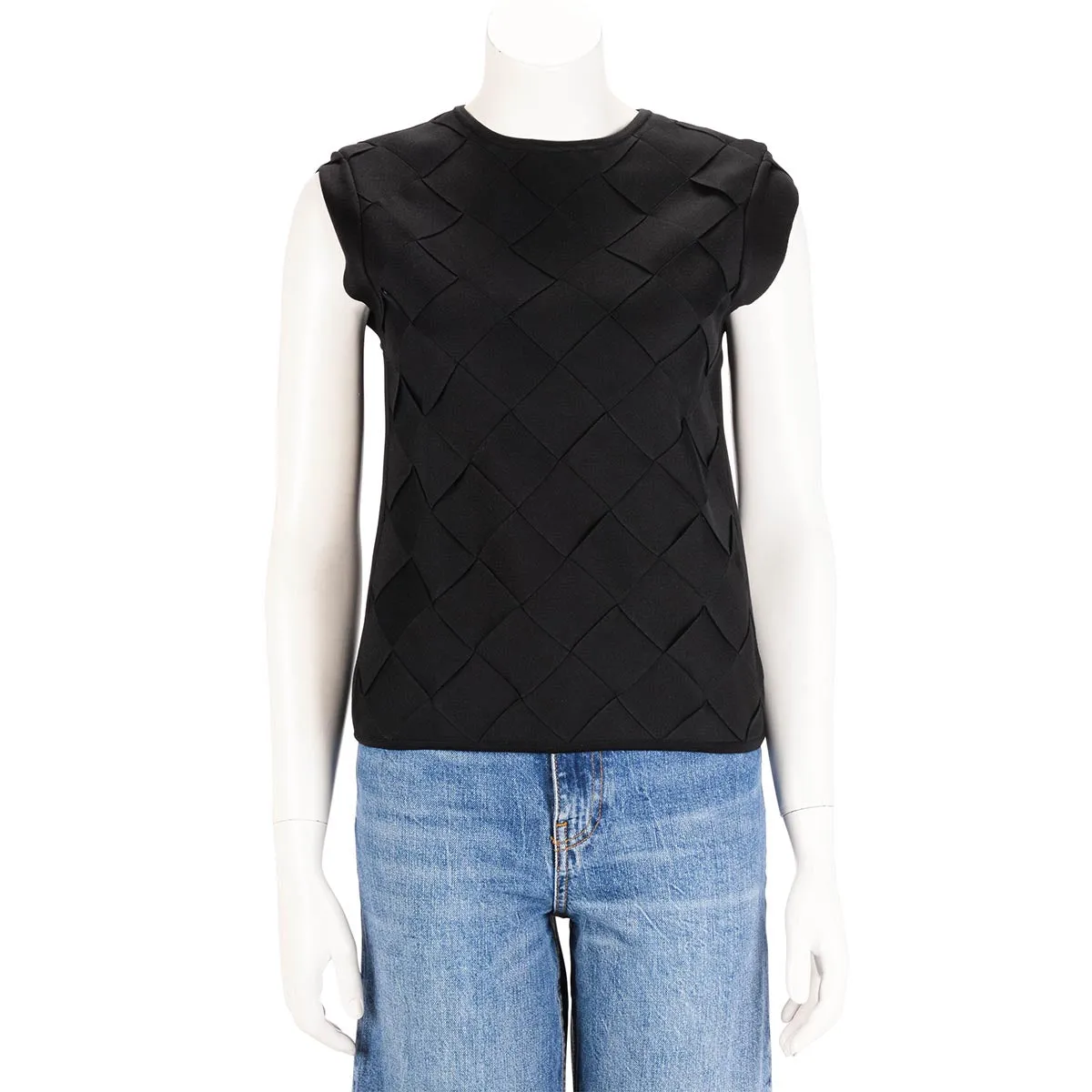 Louis Vuitton Black Silk Knit Intrecciato Panel Top M