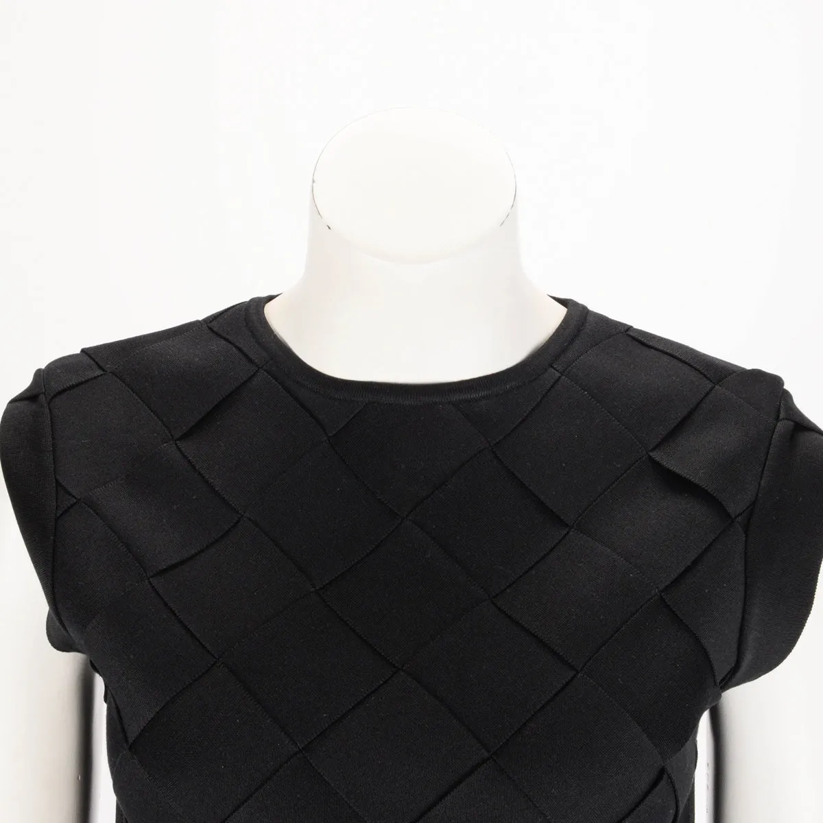 Louis Vuitton Black Silk Knit Intrecciato Panel Top M