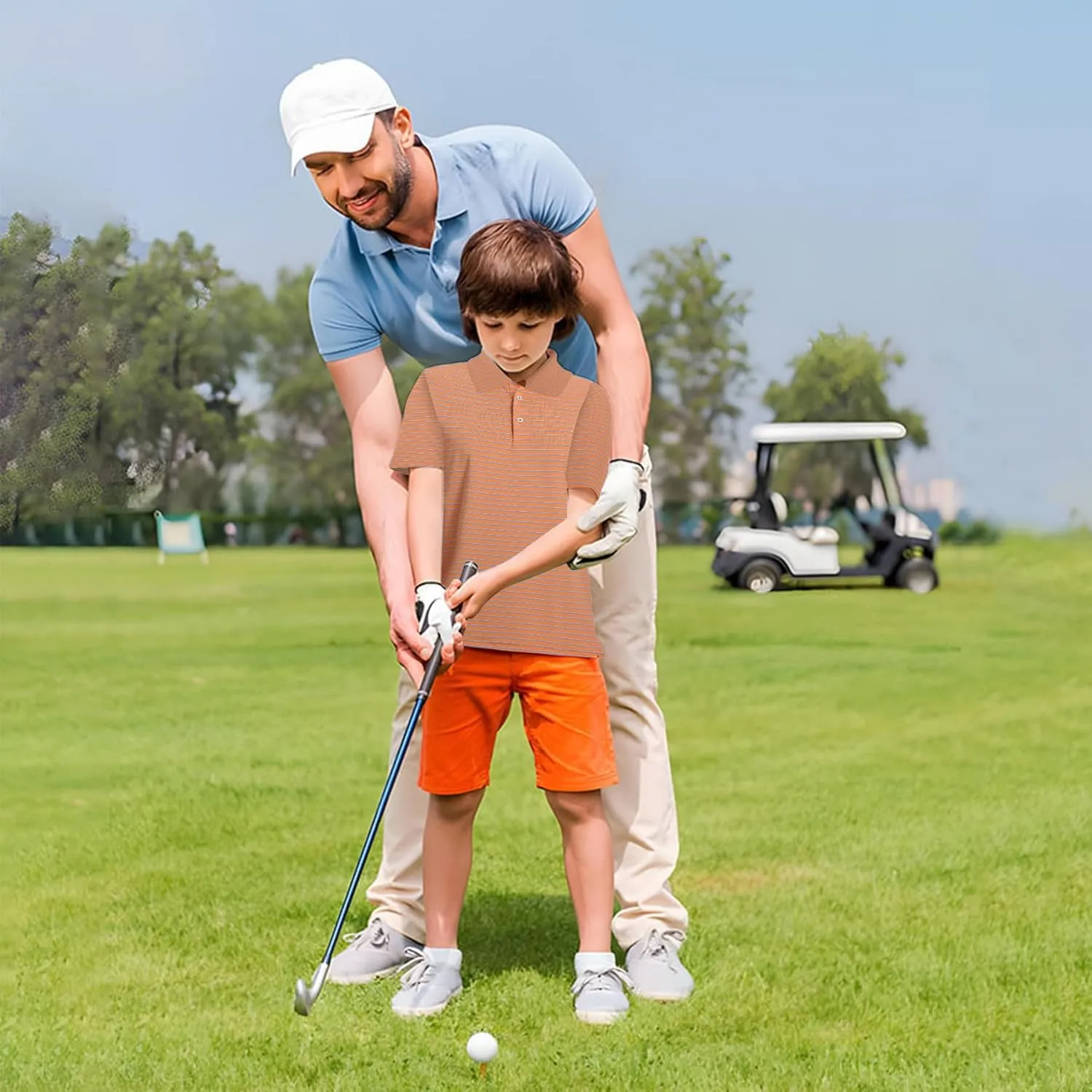 M MAELREG Boys' Polo Shirt Striped Short Sleeve Moisture Wicking Performance Stretch Active Casual Collared Kids Golf Shirt