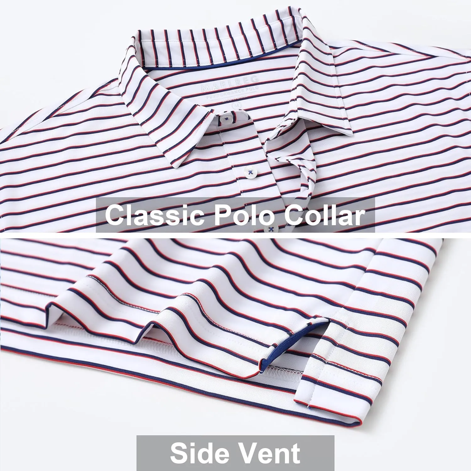 M MAELREG Boys' Polo Shirt Striped Short Sleeve Moisture Wicking Performance Stretch Active Casual Collared Kids Golf Shirt