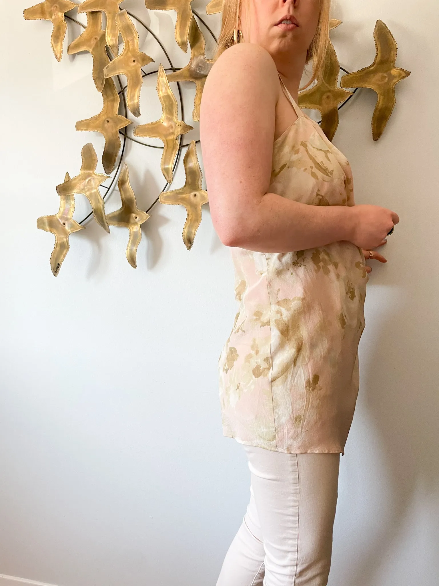 Max Mara Pure Silk Blush Floral Wrap Waist Tunic Top - Medium